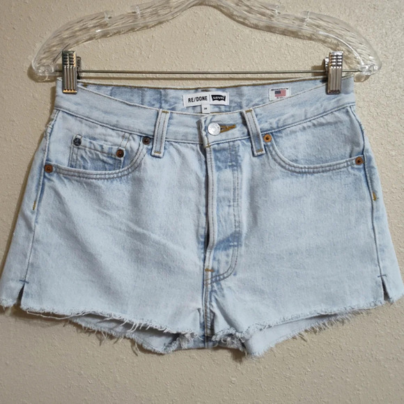Re/Done Levis The Short Light Wash Denim Size 24 - Picture 2 of 9